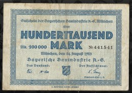 ALLEMAGNE .  BILLET DE 100.000  MARK . 1923 . - 100.000 Mark