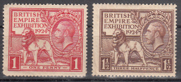 Great Britain    Scott No 185-86    Unused Hinged     Year  1924  Discounted Price For Hinged Crinkled Origonal Gum - Nuovi