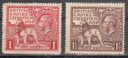 Great Britain    Scott No 185-86    Unused Hinged     Year  1924  Discounted Price For Hinged Crinkled Origonal Gum - Nuevos
