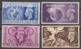 Great Britain    Scott No 271-74    Unused Hinged     Year  1948 - Nuevos