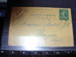 Carte Lettre  140CL 2  De Carcassonne Pour Alaigne Aude   1926 - Cartoline-lettere