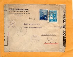 Turkey Old Cover Censored Mailed To USA - Brieven En Documenten