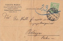 ROYAL CROWN STAMP ON POSTCARD, 1913, HUNGARY - Covers & Documents