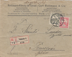 ROYAL CROWN STAMP ON REGISTERED COVER, SPIRITUOUS BEVERAGES FACTORY HEADER, 1914, HUNGARY - Briefe U. Dokumente