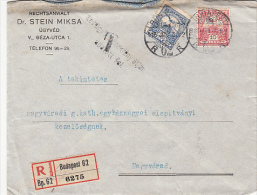 ROYAL CROWN STAMP ON REGISTERED COVER, LAWYER OFFICE HEADER, 1916, HUNGARY - Briefe U. Dokumente