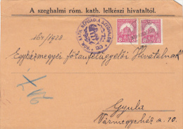 ROYAL CROWN STAMPS ON COVER, PRIESTS OFFICE HEADER, 1928, HUNGARY - Lettres & Documents
