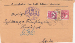 ROYAL CROWN, PARLIAMENT PALACE STAMPS ON COVER, PRIESTS OFFICE HEADER, 1928, HUNGARY - Briefe U. Dokumente