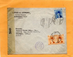 Egypt 1945 Censored Cover Mailed To USA - Brieven En Documenten