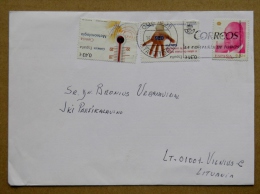 Cover Sent From Spain To Lithuania Meteorologia Hand - Brieven En Documenten