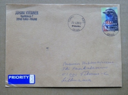 Cover Sent From Finland To Lithuania Animal Fauna Bird Oiseaux - Cartas & Documentos