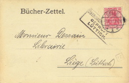 Deutsches Reich Postkarte  CELLE 1917 + Stempel "uberwachungstelle Geprüft LÜTTICH" - Autres & Non Classés
