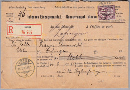 Heimat ZH USTER 1899-01-16 R-Einzugsmandat Nach Zofingen Mit AK-Stempel - Cartas & Documentos