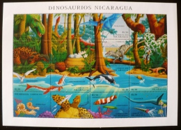 NICARAGUA Animaux Prehistoriques, DINOSAURES, Tortue ** MNH. 16 Valeurs Formant Un Diorama; EMIS EN 1994 - Vor- U. Frühgeschichte