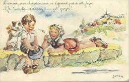 99 CPA Humoristique - Couple D'enfants - Illustrateur Janser - Janser