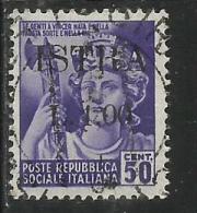 OCCUPAZIONE JUGOSLAVIA YUGOSLAVIA ISTRIA 1945 SURCHARGE ITALY SOPRASTAMPATO ITALIA LIRE 1 SU CENT. 50  USATO USED - Occ. Yougoslave: Istria
