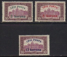 HONGRIE / 1920 POSTE AERIENNE # 3 A 5  * / COTE 7.50 EUROS (ref T1858) - Nuevos