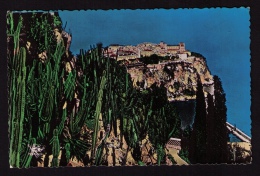 CPM Monaco, Le Rocher, Vu Depuis Les Jardins Exotiques, Années 1950 - Jardín Exótico