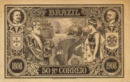 203 - 1909 Brazil 50 RS Correio TRAVELLED - Monnaies (représentations)