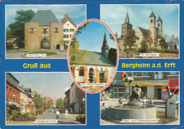 5918- BERGHEIM- TOWER GATE, CHURCH, STREET, FOUNTAIN, POSTCARD - Bergheim