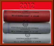 * 3 ROLLS GREECE: CYPRUS  1-2-5 Euro Cents 2012 In Rolls MOUFLONS! · LOW START! · NO RESERVE! - Kiloware - Münzen