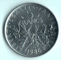 ** 5 FRANCS SEMEUSE  1986 FDC ** - 5 Francs