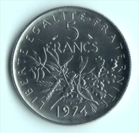 ** 5 FRANCS SEMEUSE  1974 FDC ** - 5 Francs