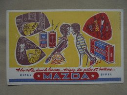 Ancien - Buvard Publicitaire "CIPEL MAZDA CIPEL" - Piles