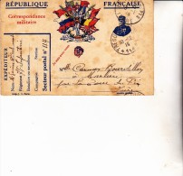 CARTE AUX DRAPEAUX DE 1915 -OBLITERATION  TOUR DU PIN -ISERE - WW I