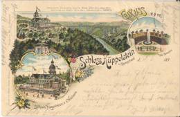 Gruss Vom Schloß KÜPPELSTEIN B Remscheid Eisenbahn Viadukt Col Litho 6.8.1896 Vorläufer Gelaufen - Remscheid