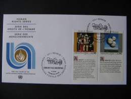 NAZIONI UNITE 1993 GINEVRA -  DIRITTI DELL´UOMO - ARTE - FDC