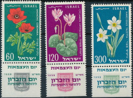 ISRAEL Poste 152 à 154 ** MNH + TAB : Anniversaire De L'Etat Anémone Cyclamen Narcisse Fleur Flower - Unused Stamps (with Tabs)