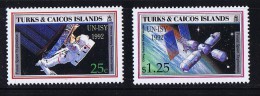 1992   Année Internationale De L'espace   2 Timbres ** - Turks- En Caicoseilanden