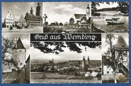 Wemding,6-Bild-Karte,ca.1960,Marktplatz,Wallfahrt,Lohweiher,Baronturm,Teilansicht,Heubachturm, - Wemding