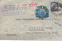 G)1941 BRAZIL, BAY-ISLAND-OCEAN, LATI FLIGHT, CIRCULATED AIRMAIL COVER TO GERMANY, XF - Brieven En Documenten