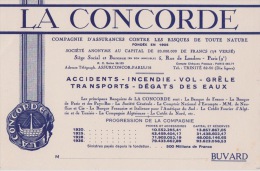Buvard : La CONCORDE - Compagnie D'assurances … (couleur Bleu) - Banque & Assurance