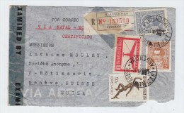 Argentina/Switzerland AIRMAIL REGISTERED CENSORED COVER 1945 - Cartas & Documentos