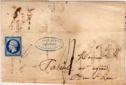 VILLEFRANCHE DE LAURAGAIS - Lettre Avec PC 3608 (Indice 4) Sur Yvert 14 A  (73384) - 1849-1876: Klassieke Periode