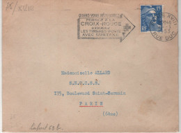 Lettre Flamme =o Paris XVIII 25.3 1953 ".....Pensez A La Croix-Rouge..... - Croce Rossa
