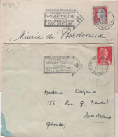 2 Lettres Flamme =o Paris Gare D'Austerlitz 1955 Et 1963, 2 Cachets Différents ".....Pensez A La Croix-Rouge..... - Rotes Kreuz