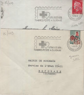 2 Lettres Flamme =o  Paris 119  1965 Et 1969 (2 Cachets Différents)  ".....Utilisez Les Timbres-Poste A Surtaxe - Croix Rouge