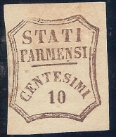 ASI  PARMA 1859 CENT. 10  NUOVO SENZA GOMMA  N.14 CERT. MERONE CAT. € 500,00 - Parme