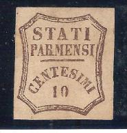 ASI  PARMA 1859 CENT. 10  NUOVO CON LINGUELLA  N.14 CERT. MERONE CAT. € 2200,00 - Parme