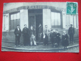 76 - SOTTEVILLE - CARTE PHOTO - " CAFE - MEUBLEES  - F . BAZIRE " - RARE - 1907 - - Sotteville Les Rouen