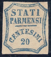 ASI  PARMA 1859 CENT. 20  NUOVO CON LINGUELLA  N.15 CERT. MERONE CAT. € 2200,00 - Parme