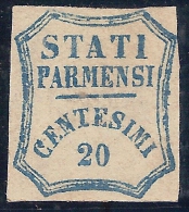 ASI  PARMA 1859 CENT. 20  NUOVO CON LINGUELLA  N.15 CERT. MERONE CAT. € 2200,00 - Parma