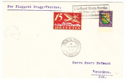 CH 1.Luftpost Brugg--Yverdon 17.2.1927 Pestalozzi Gedenkfeier Brief Nach Wetzikon AK-O Robenhausen-Stegen - Primeros Vuelos