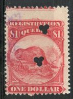 Canada 1871 $1.00 Registration Issue #QR12 - Fiscale Zegels