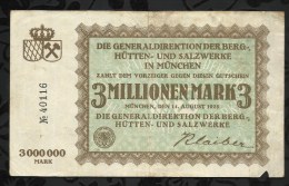 ALLEMAGNE .   BILLET DE 3 MILLIONEN  MARK .1923  . - Sonstige & Ohne Zuordnung