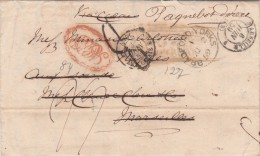 Prefilatelica, Breadford Yorks To Marseille Via Oceano Spedita Poi A Napoli Da Marsiglia Via Paquebot. 1859. Vari Timbri - ...-1840 Prephilately