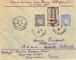 1er Service En Reprise France Nouvelle Zélande 28 Mai 1945 - First Flight Covers